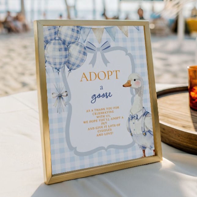 Adoptiere-eine-Gans-Schild Blaues Gingham Jungen E Poster (Von Creator hochgeladen)
