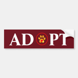 Adoptiere Kalligrafie mit Haustierpfote und Herzen Autoaufkleber