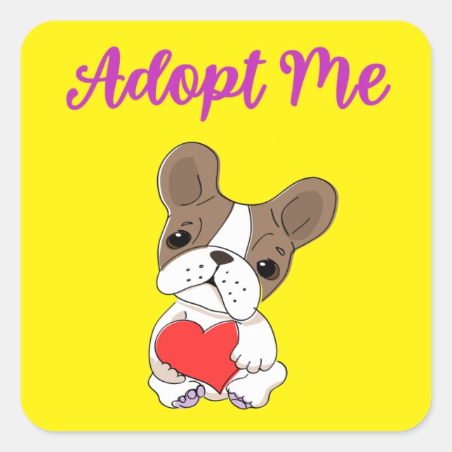 Adoptiere Mich Quadratischer Aufkleber (Vorderseite)
