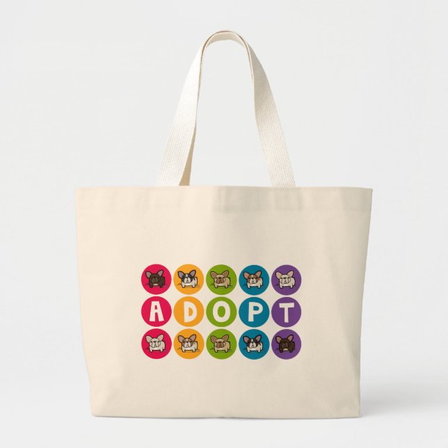 Adoptieren Sie Regenbogen Frenchie Jumbo Stoffbeutel (Vorne)