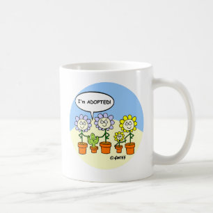 Adoptiert Babykaktus und Blume Cartoon Tasse