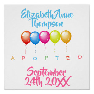 Adoptiert Baloons - Individuelle Name Datum Poster