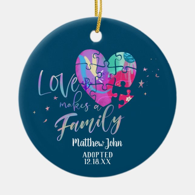 Adoptiert / Geburtsankündigung Keramik Ornament (Vorne)