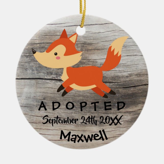 Adoptiert - Geschenk für benutzerdefinierte Fox-Ad Keramikornament (Vorne)
