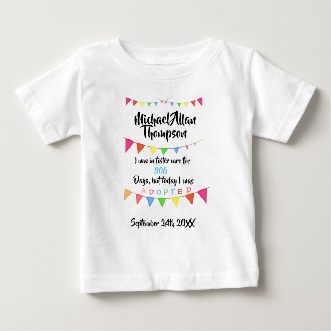 Adoptiert von der Pflegesorgfalt - Name-Shirt Baby T-shirt (Vorderseite)