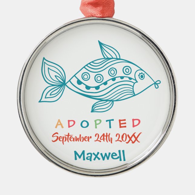 Adoptiert von Foster Care Fish - Individuelle Name Ornament Aus Metall (Vorne)