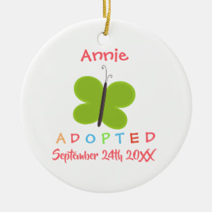 Adoptierte Schmetterlings-Adoption - individueller Keramik Ornament