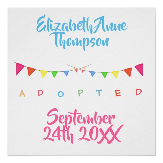 Adoption adoptiert Banner - Individuelle Name Poster (Vorderseite)