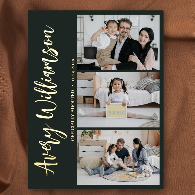 Adoption Ankündigung Modern 3 Foto Fossil Postkart (Von Creator hochgeladen)