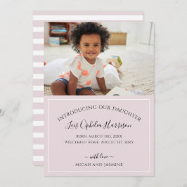 Adoption Ankündigung Rosa und Weiß Streifen