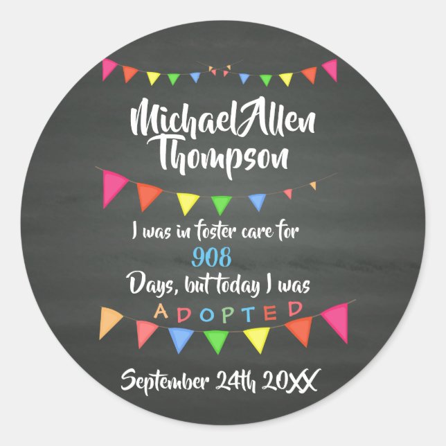 Adoption aus dem Foster Care Aufkleber Party (Vorderseite)