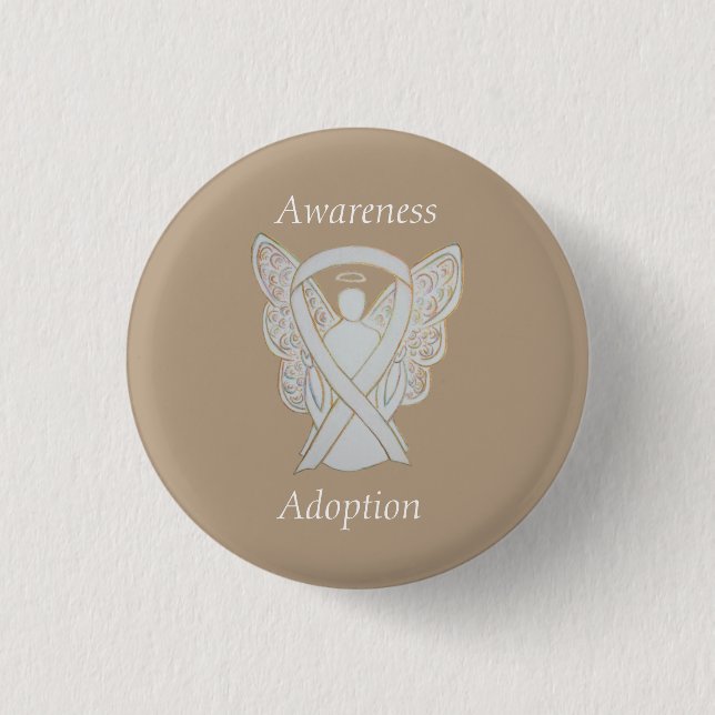 Adoption Awareness Angel White Ribbon Custom Butto Button (Vorderseite)