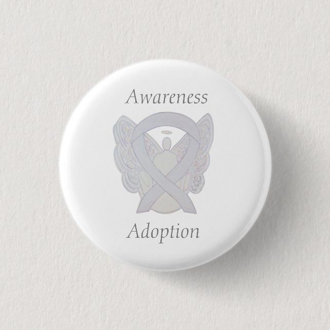 Adoption Awareness Angel White Ribbon Custom Butto Button (Vorderseite)