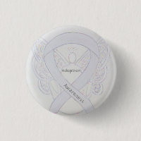 Adoption Awareness Angel White Ribbon Custom Butto