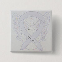 Adoption Awareness Angel White Ribbon Custom Butto