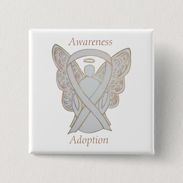 Adoption Awareness Angel White Ribbon Custom Butto Button (Vorderseite)