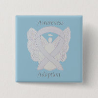 Adoption Awareness Angel White Ribbon Custom Butto