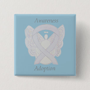 Adoption Awareness Angel White Ribbon Custom Butto Button