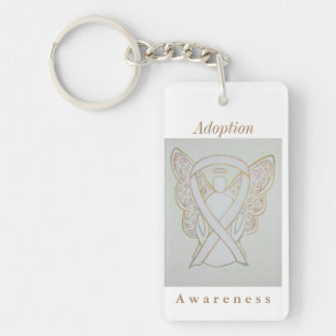 Adoption Awareness White Ribbon Angel Schlüsselan Schlüsselanhänger
