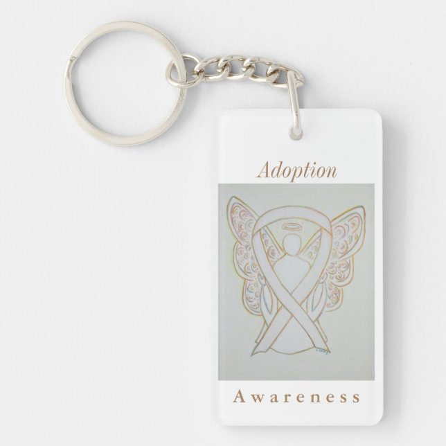 Adoption Awareness White Ribbon Angel Schlüsselanh Schlüsselanhänger (Vorderseite)
