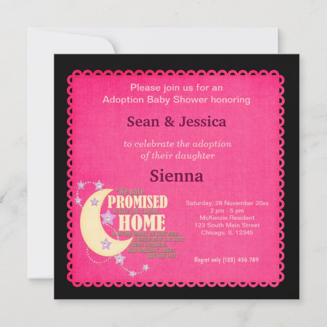 Adoption Baby Shower Girl Einladung (Vorderseite)