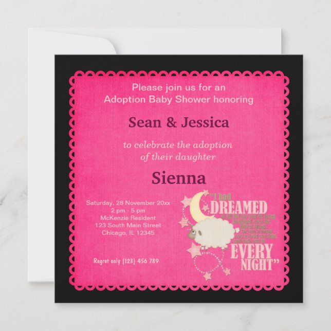Adoption Baby Shower Girl Einladung (Vorderseite)