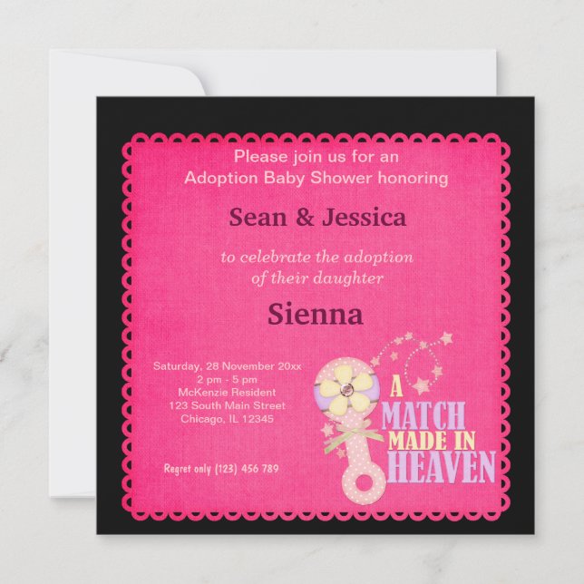 Adoption Baby Shower Girl Einladung (Vorderseite)