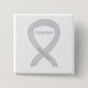 Adoption Bewusstsein White Ribbon Custom Button