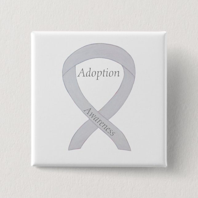 Adoption Bewusstsein White Ribbon Custom Button (Vorderseite)