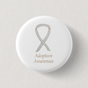 Adoption Bewusstsein White Ribbon Custom Button