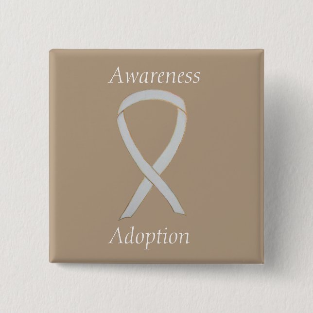 Adoption Bewusstsein White Ribbon Custom Button (Vorderseite)