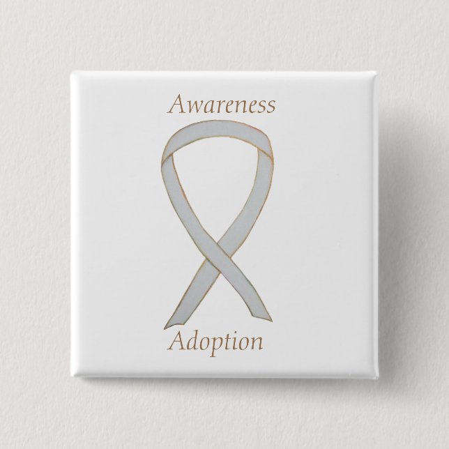 Adoption Bewusstsein White Ribbon Custom Button (Vorderseite)