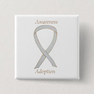 Adoption Bewusstsein White Ribbon Custom Button