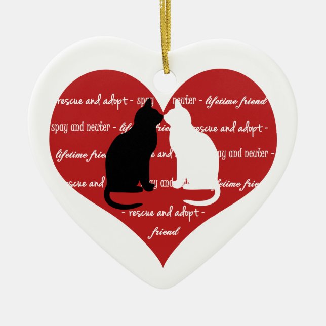 Adoption der Katze, Herzensrettung Keramik Ornament (Vorne)