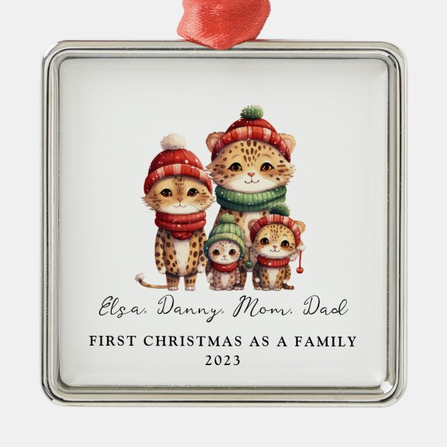 Adoption Erste Weihnachten als Familie von 4 Gepar Ornament Aus Metall (Vorne)