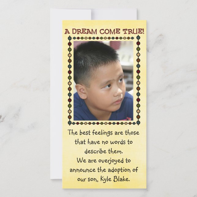 Adoption Fotokarte Ankündigung (Vorderseite)