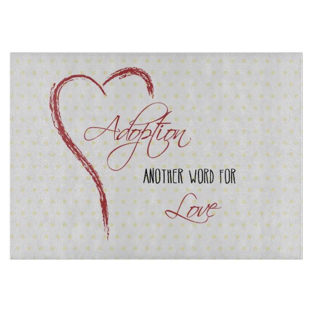Adoption, Gelbe Punkte mit rotem Herzen Schneidebrett (Vorderseite)