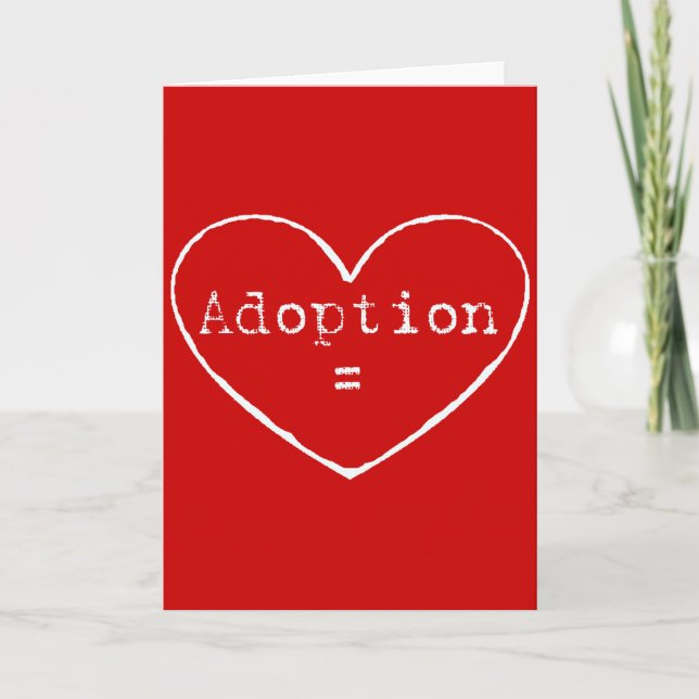 Adoption = Liebe in weiß Karte (Vorderseite)