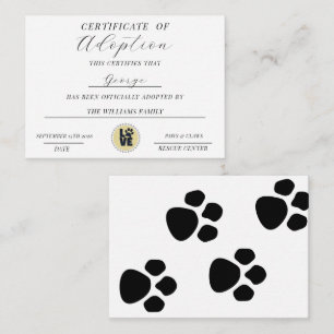 Adoption Mitteilungskarte