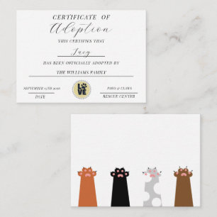 Adoption Mitteilungskarte