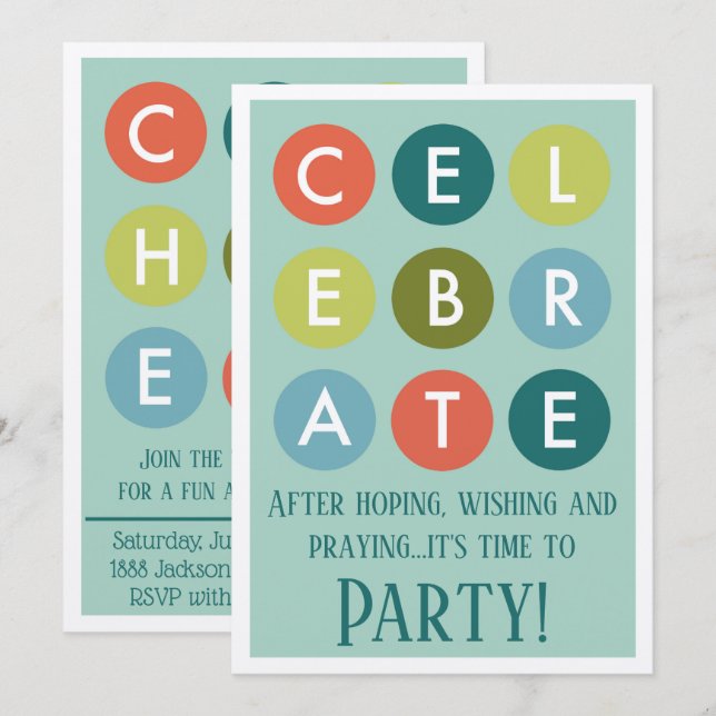 Adoption Party Moderne Kreise Ankündigung (Vorne/Hinten)