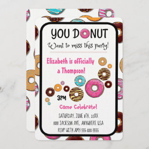 Adoption Party Modernes Rosa Donut Party Einladung