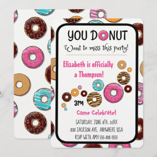 Adoption Party Modernes Rosa Donut Party Einladung