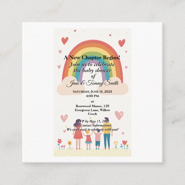 Adoption Rainbow Baby Dusche Begleitkarte (Vorderseite)