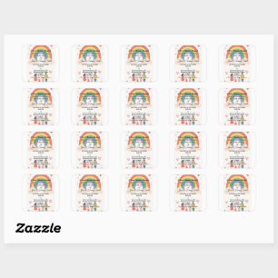 Adoption Rainbow Baby Dusche Quadratischer Aufkleber