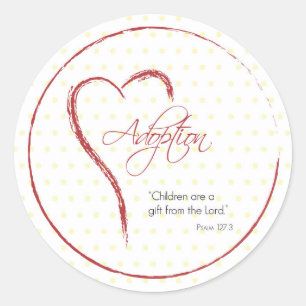 Adoption, religiös, gelbe Punkte mit rotem Herz Runder Aufkleber