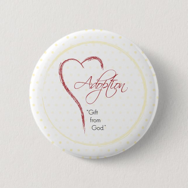 Adoption, Religiöse, Gelbe Punkte mit rotem Herzen Button (Vorderseite)