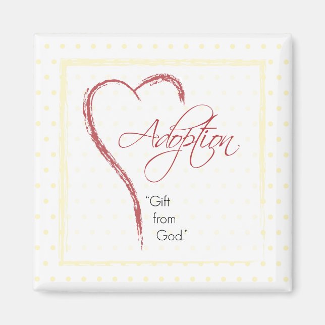 Adoption, Religiöse, Gelbe Punkte mit rotem Herzen Magnet (Vorne)