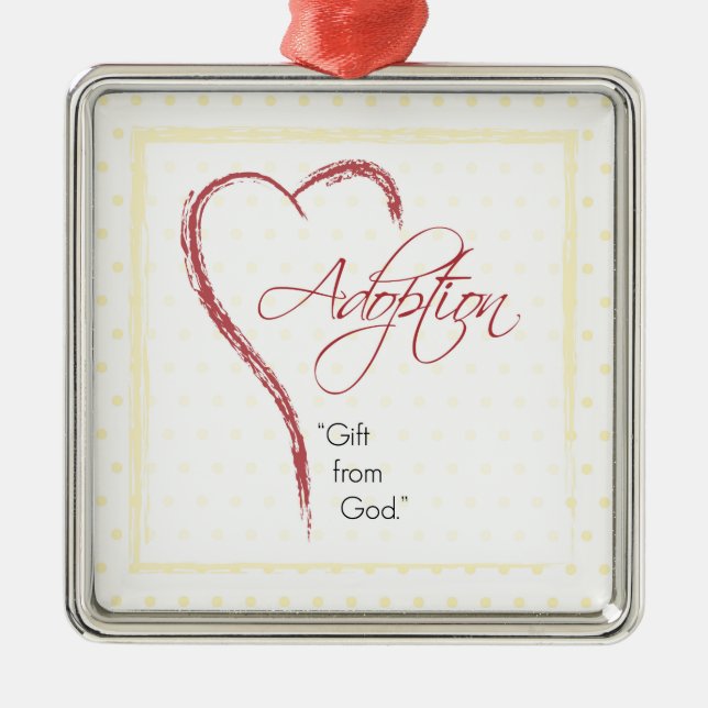 Adoption, Religiöse, Gelbe Punkte mit rotem Herzen Ornament Aus Metall (Vorne)