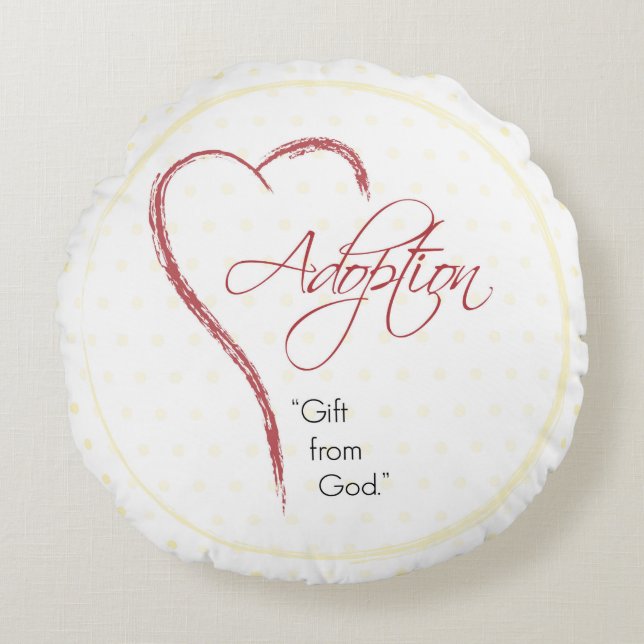 Adoption, Religiöse, Gelbe Punkte mit rotem Herzen Rundes Kissen (Vorderseite)